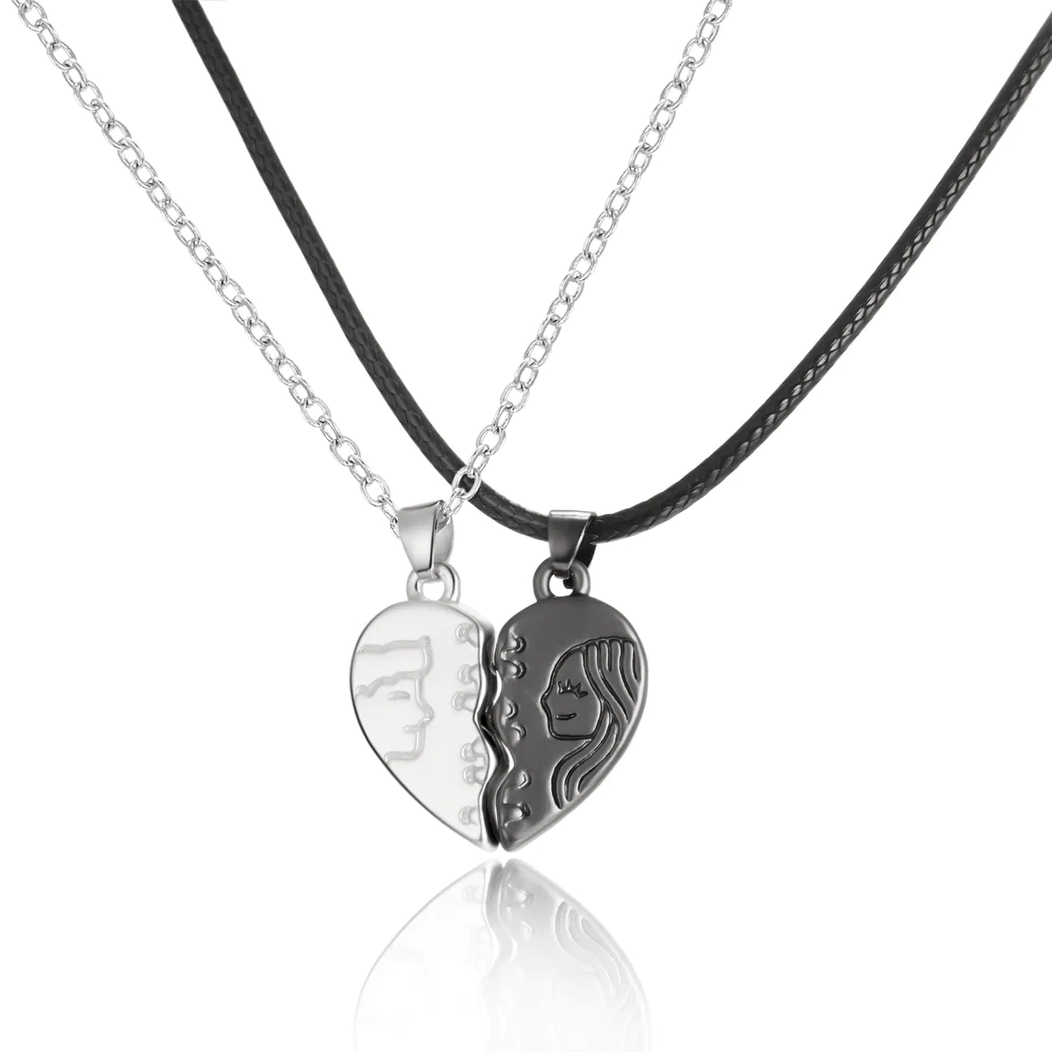 Juego de collares de pareja de imanes con corazones de moda para hombres y mujeres