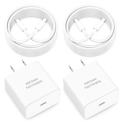WODENTA Cargador rápido USB C de 45 W para Google Pixel 9/9 Pro/9 Pro XL/9 Pro Fold, paquete de 2 cargadores de pared USB C de carga súper rápida de 45 vatios con cable USB C a C largo de [6 pies + 10 pies] para cargador de teléfono Pixel