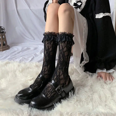 Bas résille creux japonais pour femmes - Design doux
