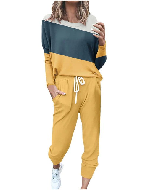 Load image into Gallery viewer, JMMSlmax Sweatsuits for Women Set 2 Piece Jogger Set Workout Tracksuits Long Sleeve Sweatshirt Drawstring Sweatpants Outfits
