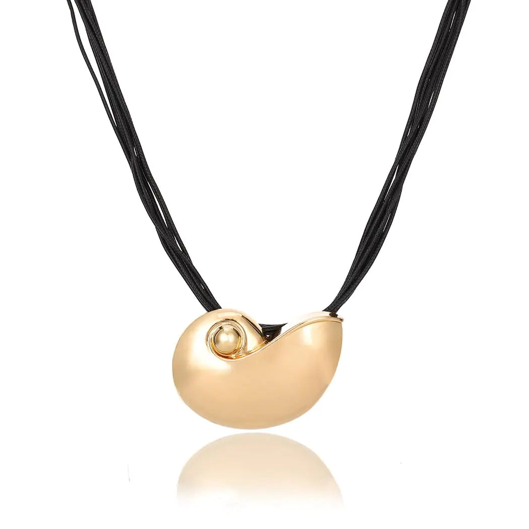 Yalice Gold Seashell Starfish Necklaces for Women Big Conch Sun Pendant Necklace Boho Flower Statement Cord Necklace Surfer Mermaid Costume Ocean Jewelry (Gold-Conch)