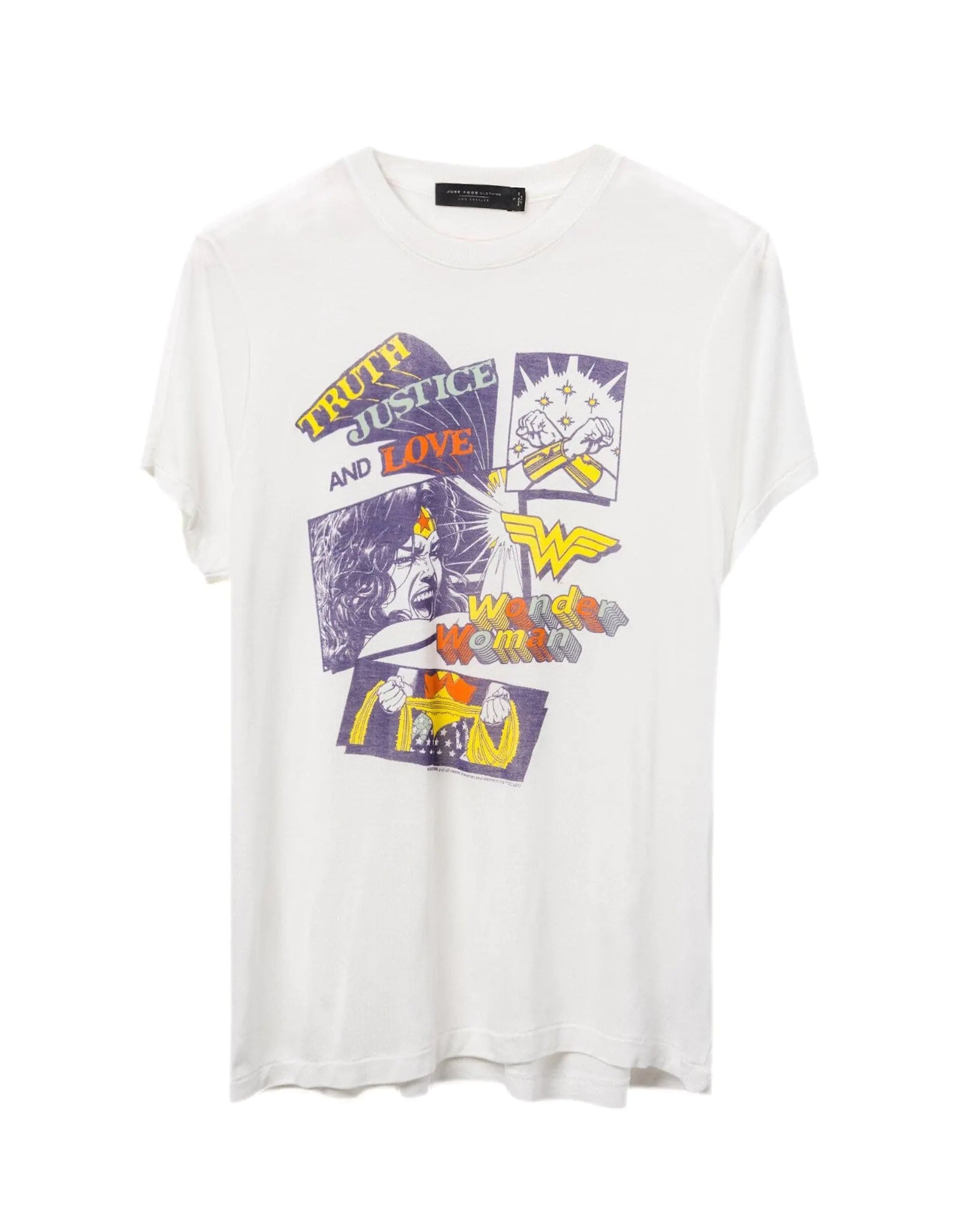 Womens Wonder Woman Truth Justice and Love Vintage Tee