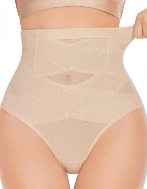Charger l'image dans la visionneuse de galerie, GYDEK Gainant string taille haute pour femme - Culotte sculptante amincissante et modelante avec contrôle du ventre
