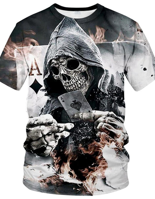 Load image into Gallery viewer, Rasbctk Mens Black and White Skull Shirt 3D Printing Short Sleeve T-ShirtBlackL
