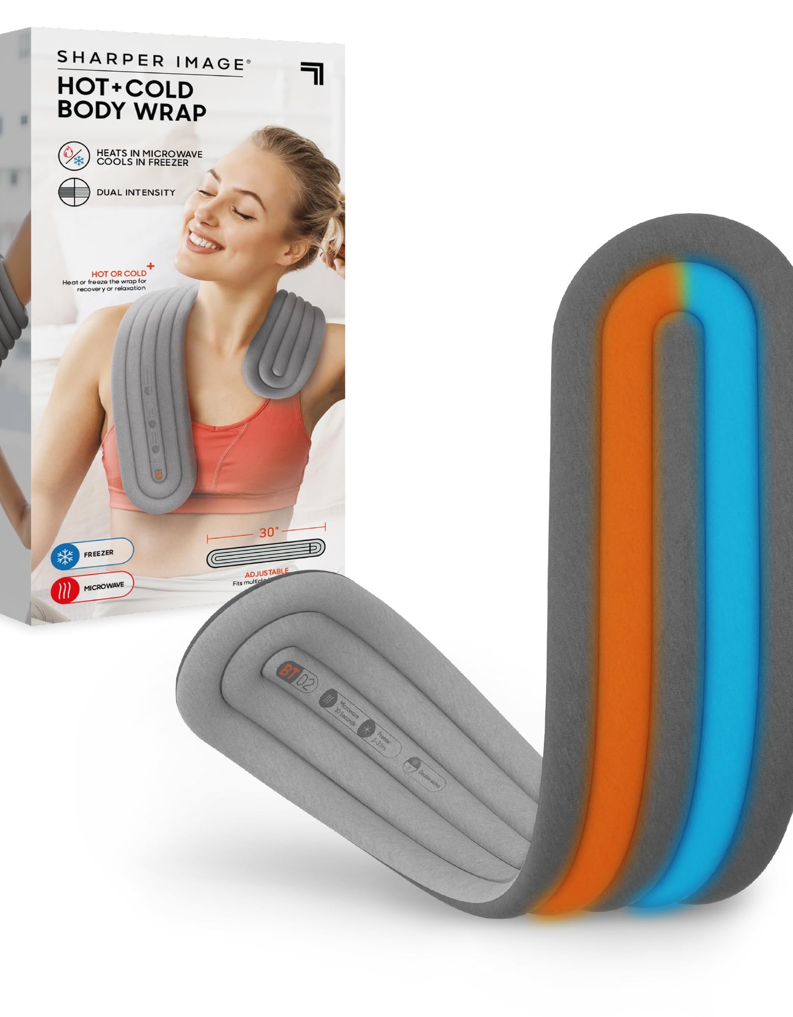 Sharper Image Compression Wrap with Removable Hot & Cold Gel Pack Easy Adjust Straps Multi-Area Design for Use on Elbows Knees Back Stomach & More Enhanced Pain Relief & Recovery Post-Workout