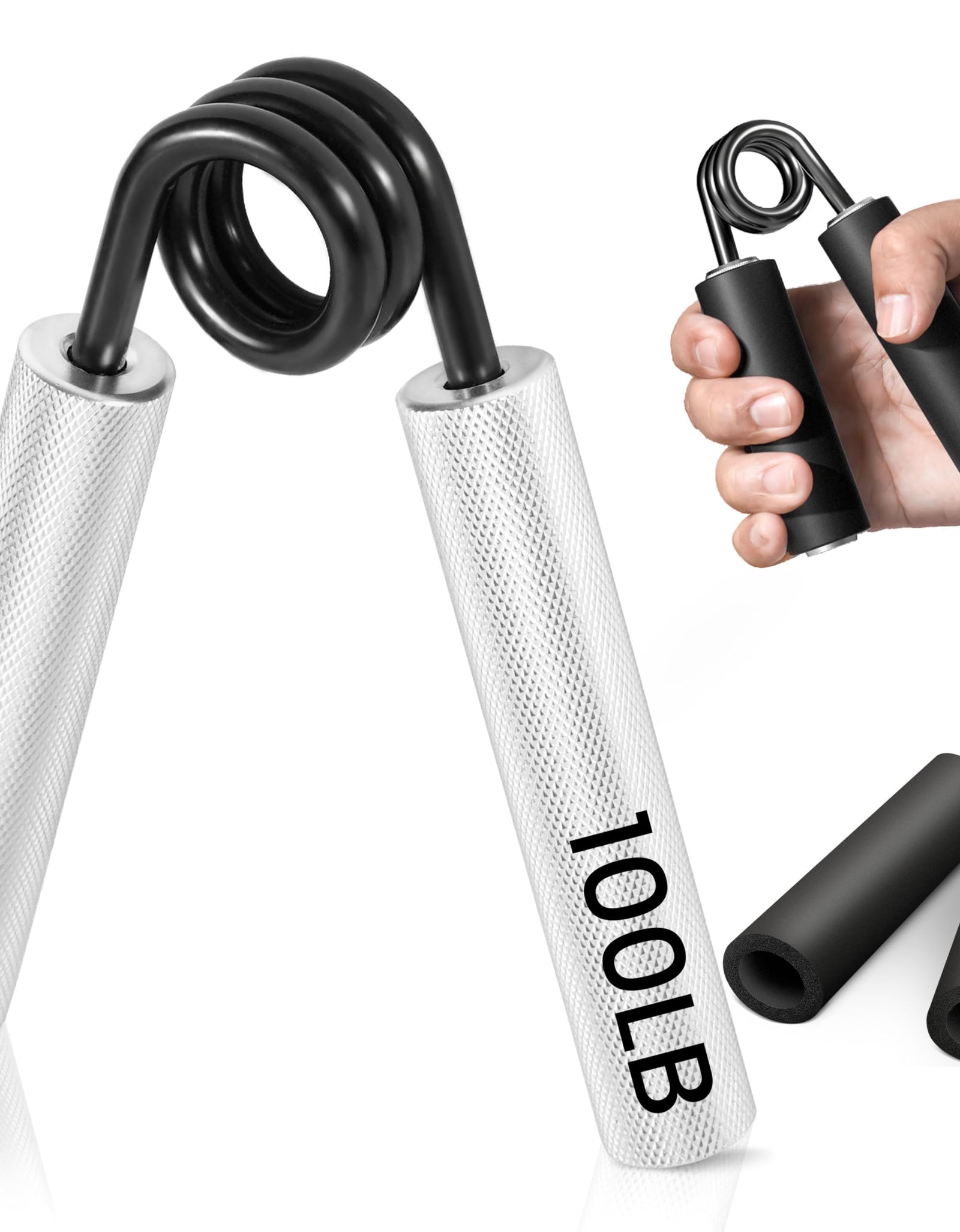 FLYFE Grip Strength Trainer Hand Grip Strengthener Forearm Strengthening Devices Metal Hand Exercisers Non-Slip Wrist Workout Trainer for Men Women Training Recovery 1/4/6 Pack 50LB-350LB