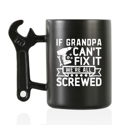 Onebttl Grandpa Gifts Wrench Coffee Mug Grandfather Gift from Granddaughter and Grandson 13.5oz/400ml Funny Ceramic Mug for Christmas Fathers Day - Grandpa Can Fix
