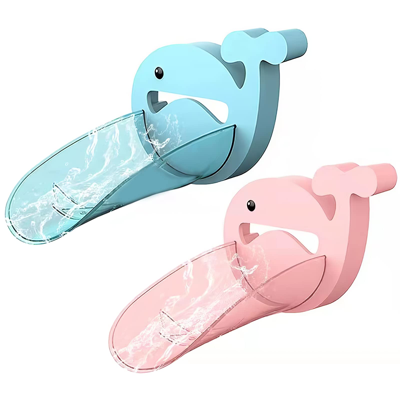 Faucet Extender 2PCS Blue & Pink Bathroom Extension Spout Accessories Faucet Extender Sink for Kids Adapter Easy Assembly for Kitchen Cartoon Crab Faucet Cover