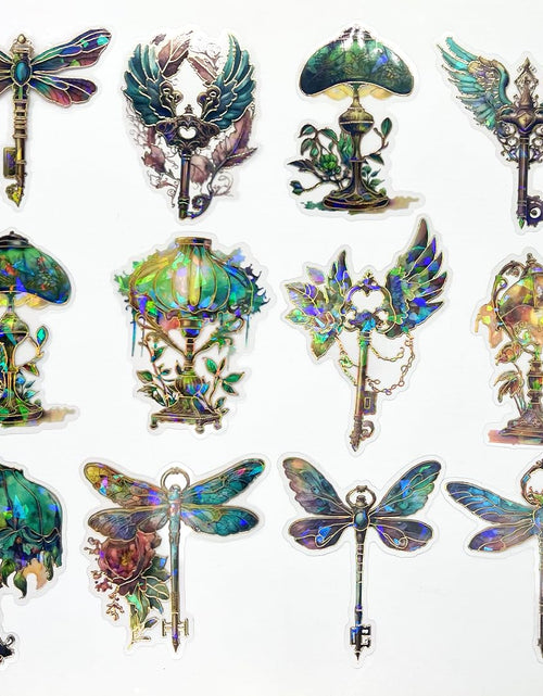 Load image into Gallery viewer, 30pcs PET Transparent Watercolor Holographic Lamp Dragonfly Wing Stickers Decals Bulk for Water Bottles Scrapbooking Journaling Crafts Cars Resin Glass Cups Envelopes
