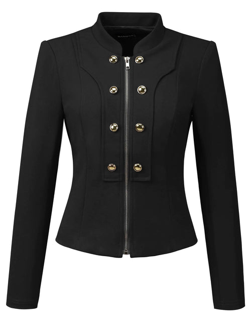 Load image into Gallery viewer, Allegra K Vintage Jacket for Womens Double Breasted Steampunk Casual Zip Up Jacket Large Black
