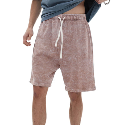 Bobeutou Mens Athletic Vintage Cotton Shorts Drawstring Summer Beach Elastic Waist Streetwear Baggy Gym Shorts with Pockets (CoffeeS)