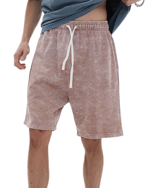 Load image into Gallery viewer, Bobeutou Mens Athletic Vintage Cotton Shorts Drawstring Summer Beach Elastic Waist Streetwear Baggy Gym Shorts with Pockets (CoffeeS)
