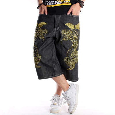 LUOBANIU Mens Denim Shorts Casual Baggy Jean Shorts Classic Loose Fit Summer Vintage 90S Skateboard Jogging Dance Shorts 019-1 Black 36