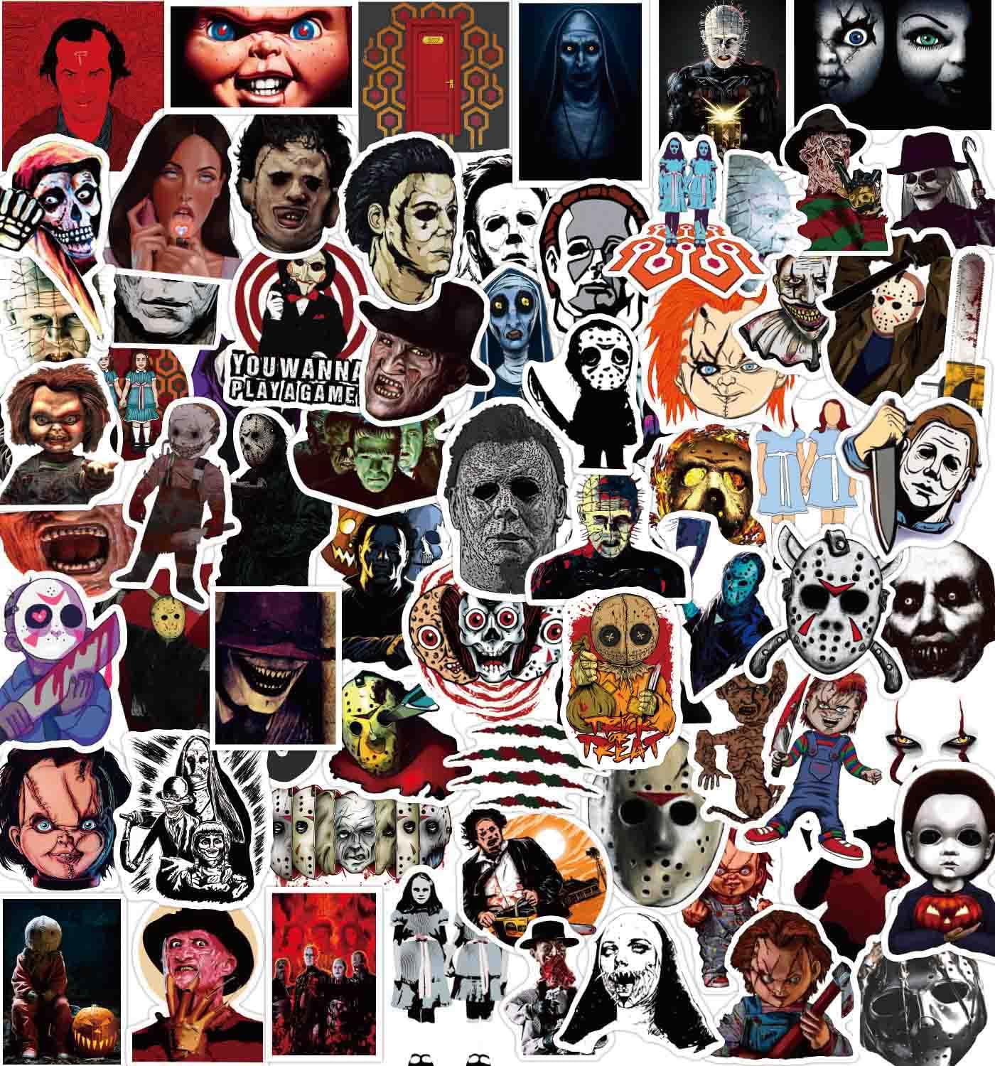 200 Pcs Horror Stickers Vinyl Waterproof Laptop Decals Water Bottle Stickers Horror Movie Theme Decor Halloween Stickers Scary Gift for Teens Adults
