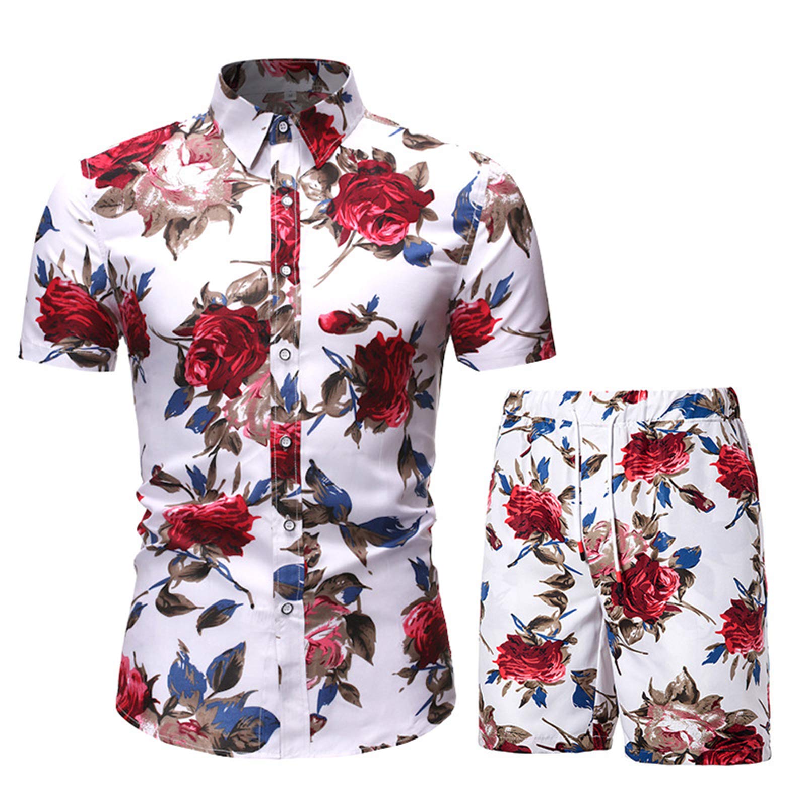 MANTORS Mens Summer Outfits Short Sleeve Hawaiian Shirts and Shorts DC01-S