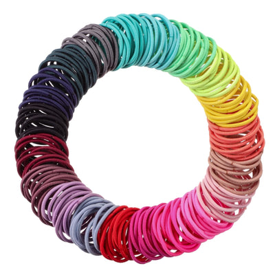 TecUnite 200 Pieces No-metal Hair Elastics Bulk Rubber Bands Hair Ties Ponytail Holders Hair Bands for Women(Multicolored)