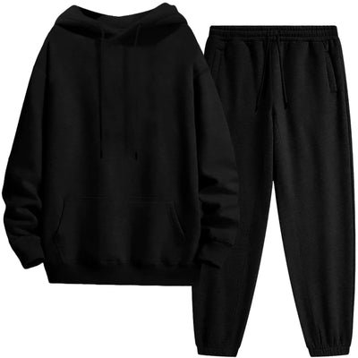 Tanming Mens Tracksuits 2 Piece Sweatsuit Sets Fleece Long Sleeve Hoodies Jogger Pants Athletic Jogging Outfits (Black-S)