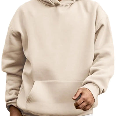 WINRKERY Hoodies for Men Oversized Mens Hoodies Long Sleeve Pullover Sweatshirts With Pockets Fall Winter Streetwear(ApricotM)