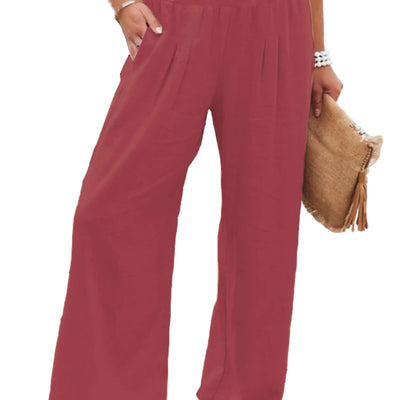AIIYYQB Casual Wide Leg Pants Woman High Waisted Dressy Palazzo Flowy Beach Lounge Pants with Pockets