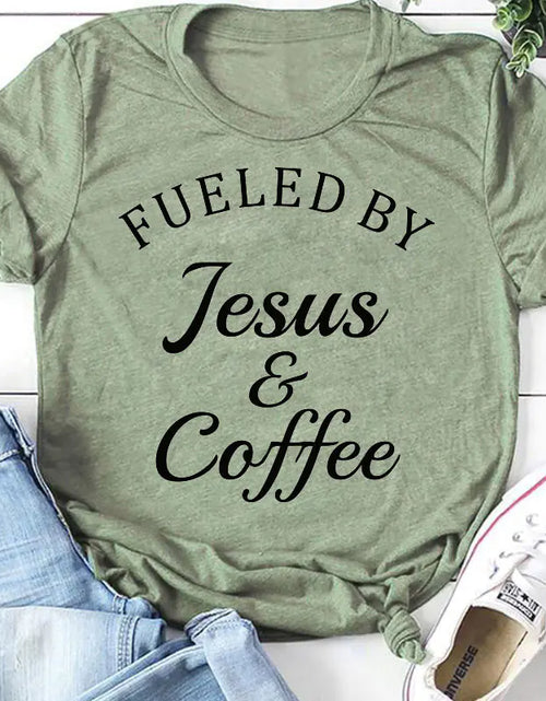 Load image into Gallery viewer, Jesus Coffee Graphic Tee - Trendy Short Sleeve Shirt

