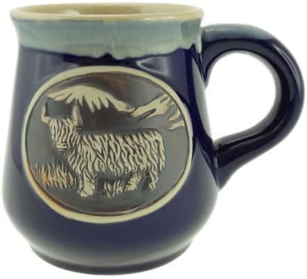 Load image into Gallery viewer, Glen Appin Stoneware Mug Scotland Pottery Mug for Coffe or Beer 16.9 oz(500 ml) (Highland Cow - Blue)
