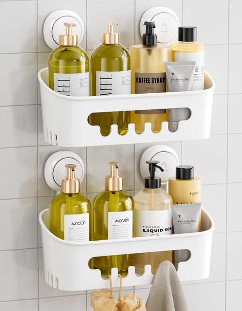 Cargar imagen en el visor de la galería, TAILI Shower Caddy Suction Cup 2 Pack Heavy Duty Bathroom Shower Organizer Removable Shelves for Inside Shower Shampoo Wall Mounted Plastic Storage for Bathroom Accessories White
