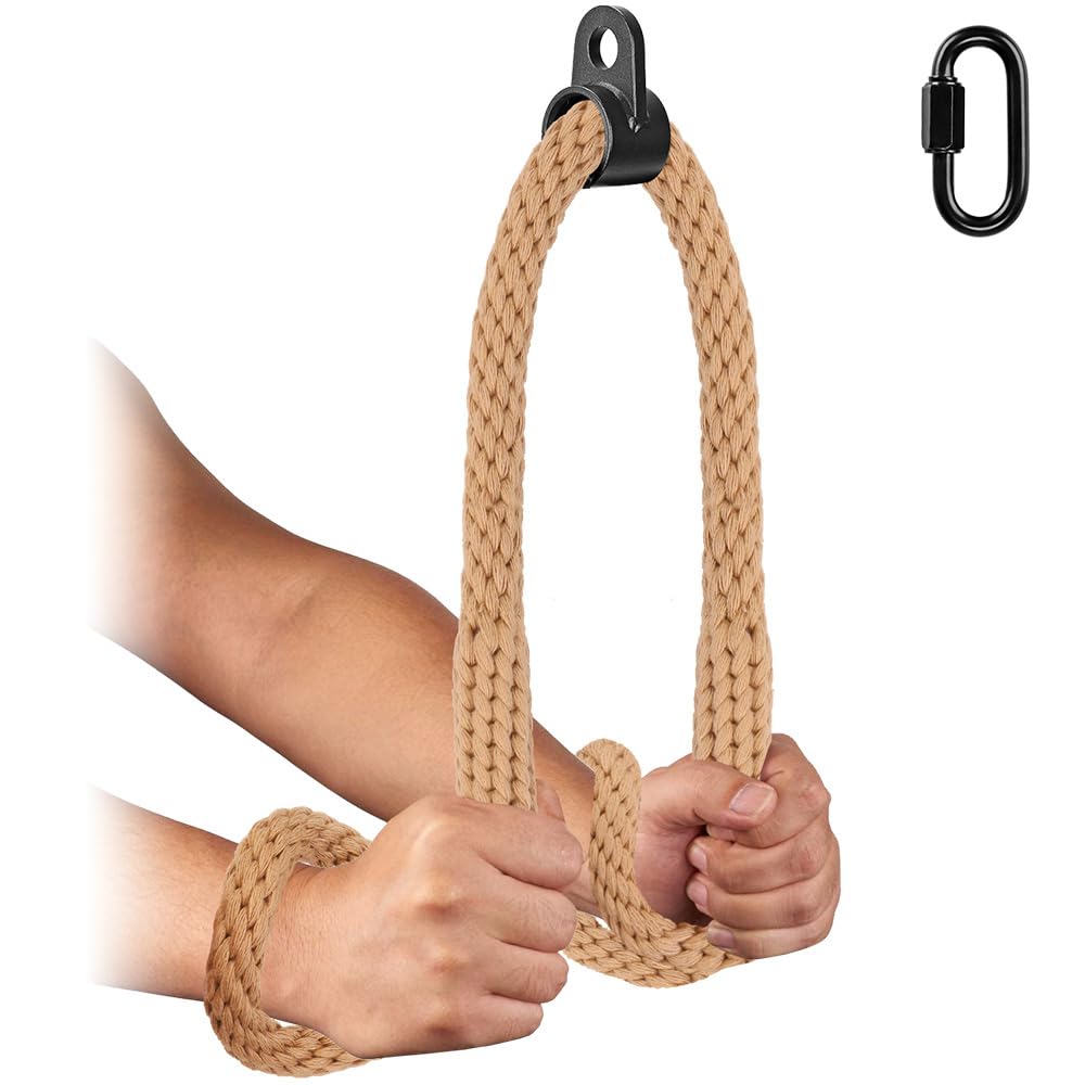 Kipika Corde triceps 101,6 cm – Corde de traction en nylon robuste avec fixation pivotante pour machine à câbles, machine à boucler, machine AB – Accessoires de machine à câbles pour gym à domicile