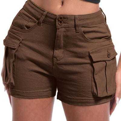 ELLEVEN Womens Cargo Shorts with Pockets Cargo Shorts for Women Cargo Shorts Women Women’s Cargo Shorts Short Shorts Cargo Shorts Y2K Womens Summer Shorts Brown Large