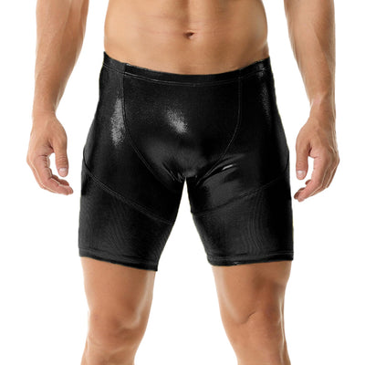 YOOBNG Mens Boxer Shorts Metallic Flat Front Shorts Shinny Hot Short Pants Clubwear