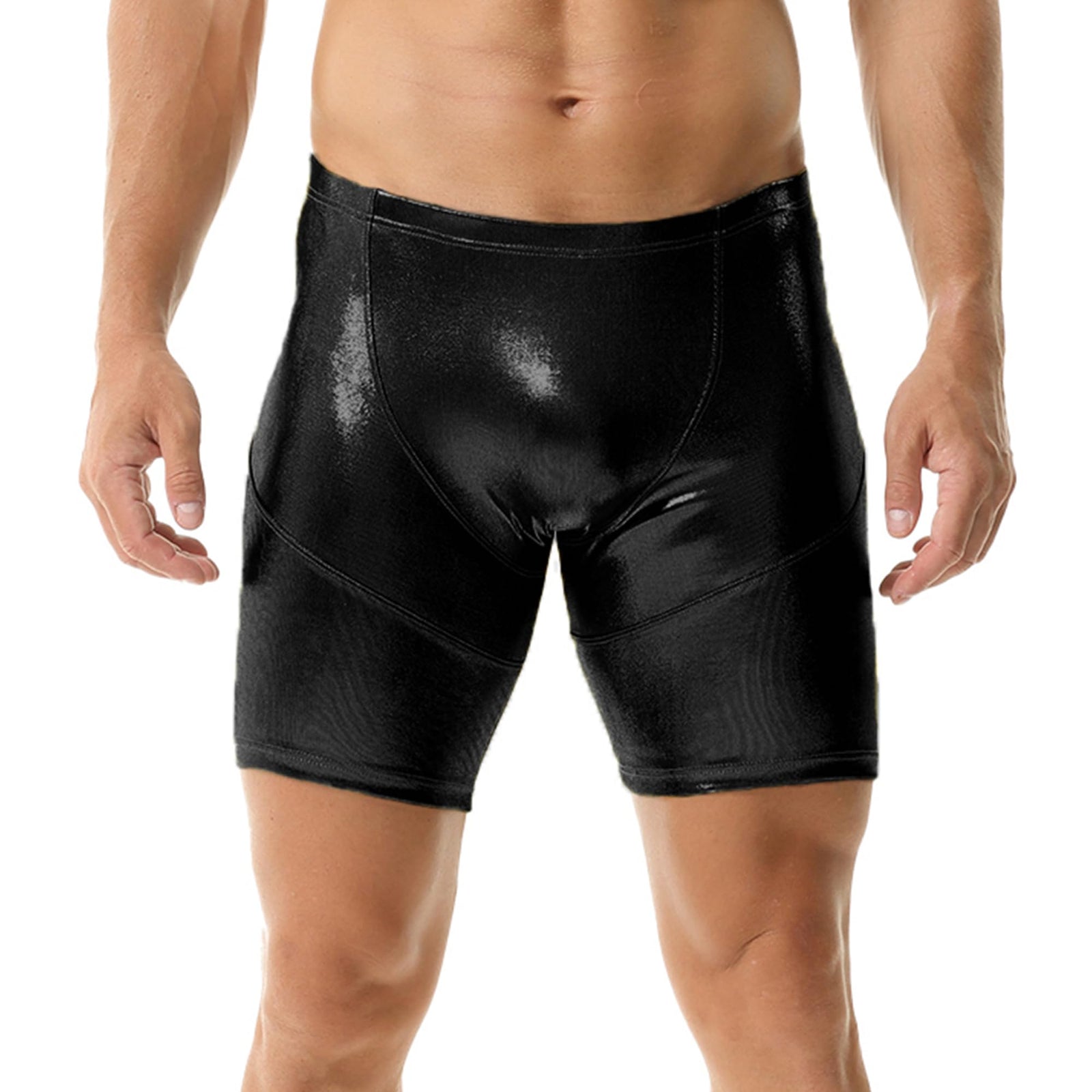 YOOBNG Mens Boxer Shorts Metallic Flat Front Shorts Shinny Hot Short Pants Clubwear