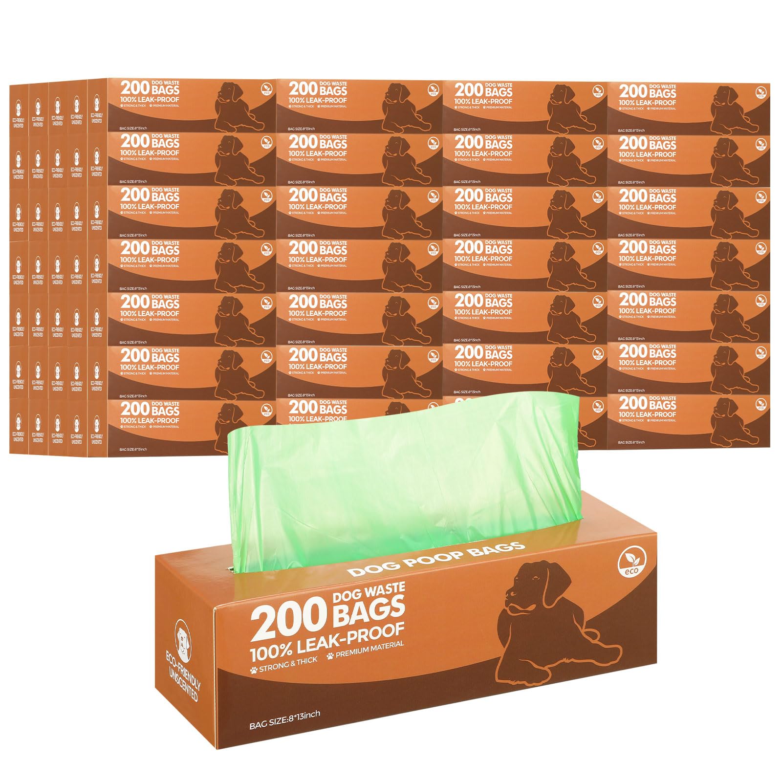 50 Rolls Dog Waste Bags 10000 Count Dog Trash Bags Leak Proof Pet Bags Doggie Poop Roll Waste Bags Dog Thick Plastic Bag for Home Park Outdoor Travel Pet Supplies (Dark Green)