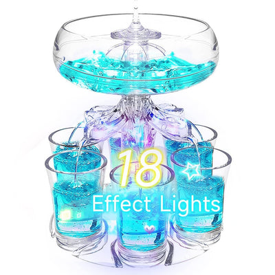 Zcvtbye Shot Dispenser Party Drink Dispenser with 6 Shot Glasses Set + 18 Effects Lights Shot Pourer for Beverage | Cider | Cocktail - Fun Bar Accessories Home Gifts