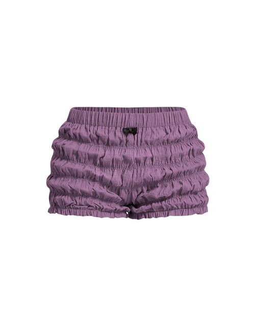 Load image into Gallery viewer, SOLY HUX Womens Ruffle Shorts Y2k Lace Lolita Bloomer Shorts Elastic Waist Frill Bottoms Micro Shorts Plain Purple Large
