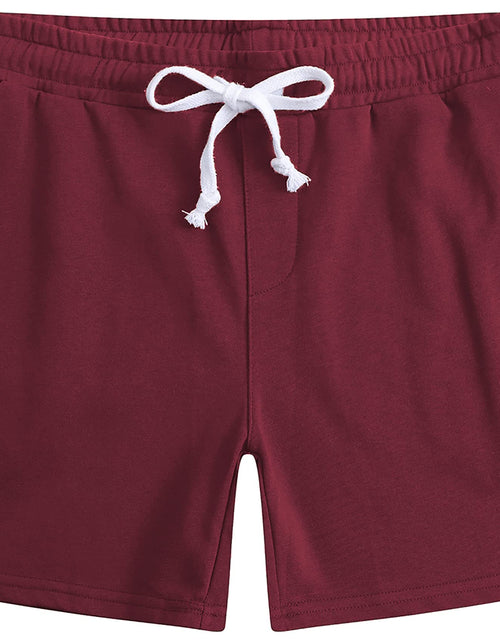 Charger l'image dans la visionneuse de galerie, Solatin Mens Sweat Shorts 5.5" Above Knee Workout Gym Shorts Lounge Shorts with Zipper Pockets Wine Red S
