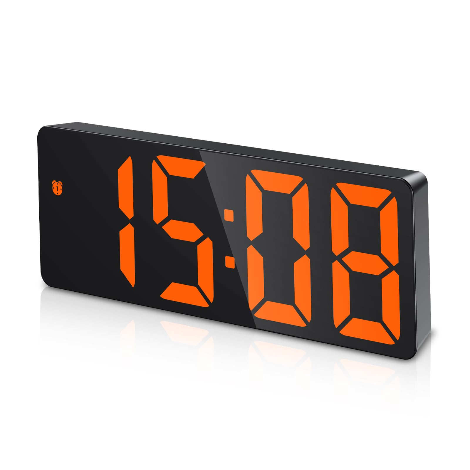 AMIR Digital Alarm Clock LED Clock for Bedroom Electronic Desktop Clock with Temperature Display Adjustable Brightness Voice Control 12/24H 6.3" Large Display for Home Bedroom Office