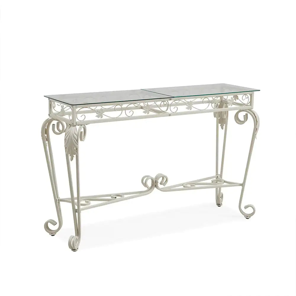 Mesa consola moderna de 2 niveles de cristal templado, mesa de entrada, mesa de sofá con estantes de almacenamiento