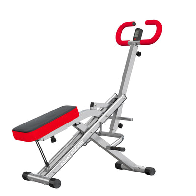 SogesHome Máquina de sentadillas, máquinas de remo para el hogar, máquina de remo plegable para fitness, máquina de sentadillas Row and Ride con 2 bandas de resistencia ajustables para hacer ejercicio, capacidad de peso de 136 kg, color rojo