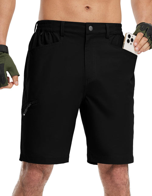 Load image into Gallery viewer, TBMPOY Mens Golf Shorts 9" Lightweight Quick Dry Hiking Cargo Shorts Casual Travel Outdoor with 4 Pockets Black 38
