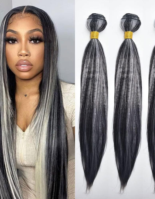 Load image into Gallery viewer, Peenoll Straight Wave Human Hair Bundles Highlight P1B Grey Weave Human Hair Bundles Unprocessed Brazilian Virgin Hair Bundles Human Hair Quick Weave for Hair Extension
