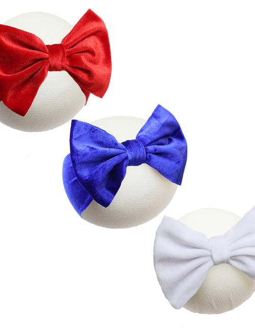 Load image into Gallery viewer, VHWMHEAD 4th of July Velvet Hair Accessories: Red Bows Blue Newborn Headbands Patriotic Wraps for Infants and Toddlers
