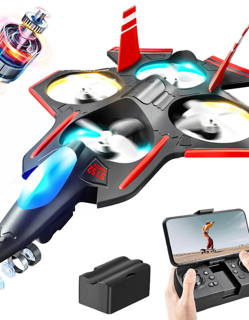 Load image into Gallery viewer, BEZGAR Brushless RC Plane with Camera | 2.4GHZ Remote Control Airplane 6-axis Gyro Drones for Kids RC Helicopter 360°Flip Jet Fighter for Beginners with LED Navigation Lights
