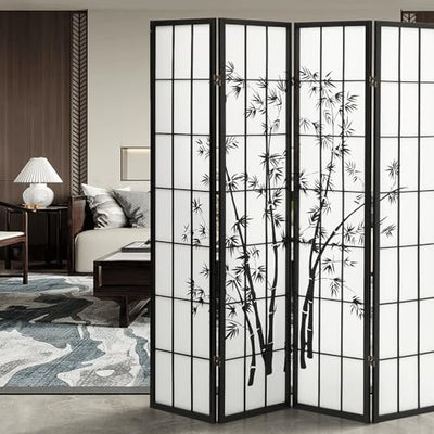 SFIHOME 4-Panel Room Divider 70.5 Inch Flowers Pattern Room Partitions Freestanding Folding Privacy Screens for Living Room Bedroom