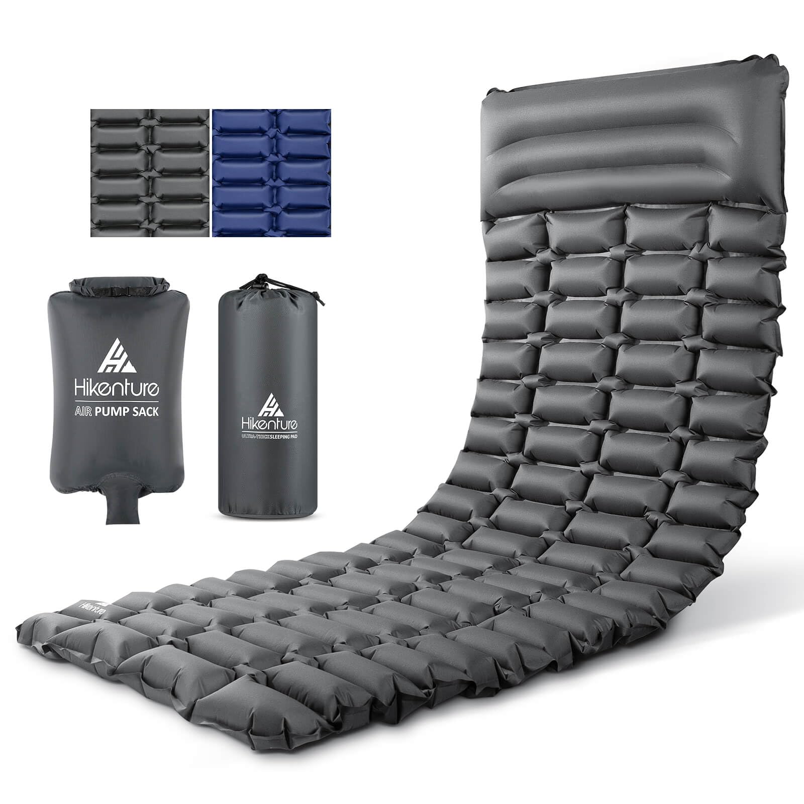 Hikenture Sleeping Pad for Camping 28" Ultra-Wide Camping Mattress with Pillow Inflatable Backpacking Mat(1154-A2)