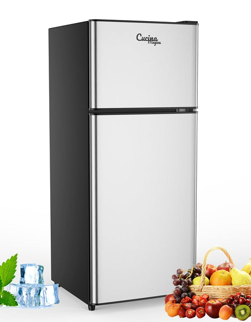 Load image into Gallery viewer, 4.5 Cu Ft Mini Fridge for Bedroom 2 Door Small Fridge 7 Level Thermostat LED Light Small Refrigerator for Bedroom Office Dorm
