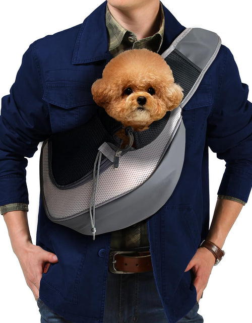 Load image into Gallery viewer, PUCEWMY Pet Dog Sling Carrier Puppy Travel Outdoor Cat Carrying Bag Accessories and Cat Supplies Hands Free Pet Backpack Bag Large Grey

