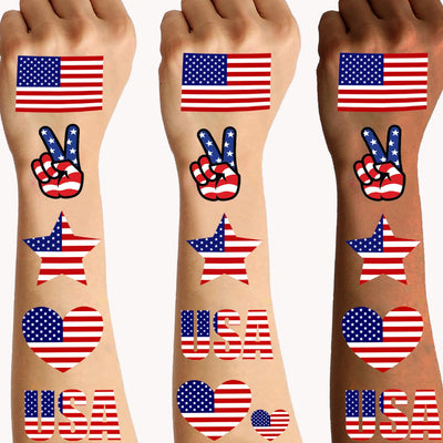 102 PCS American Flag Temporary Tattoos 6 Sheets July 4 Temporary Tattoos USA Flag Tattoos USA Tattoos Red White and Blue Party Supplies USA Flag for 4th of July Memorial Day Labor Day