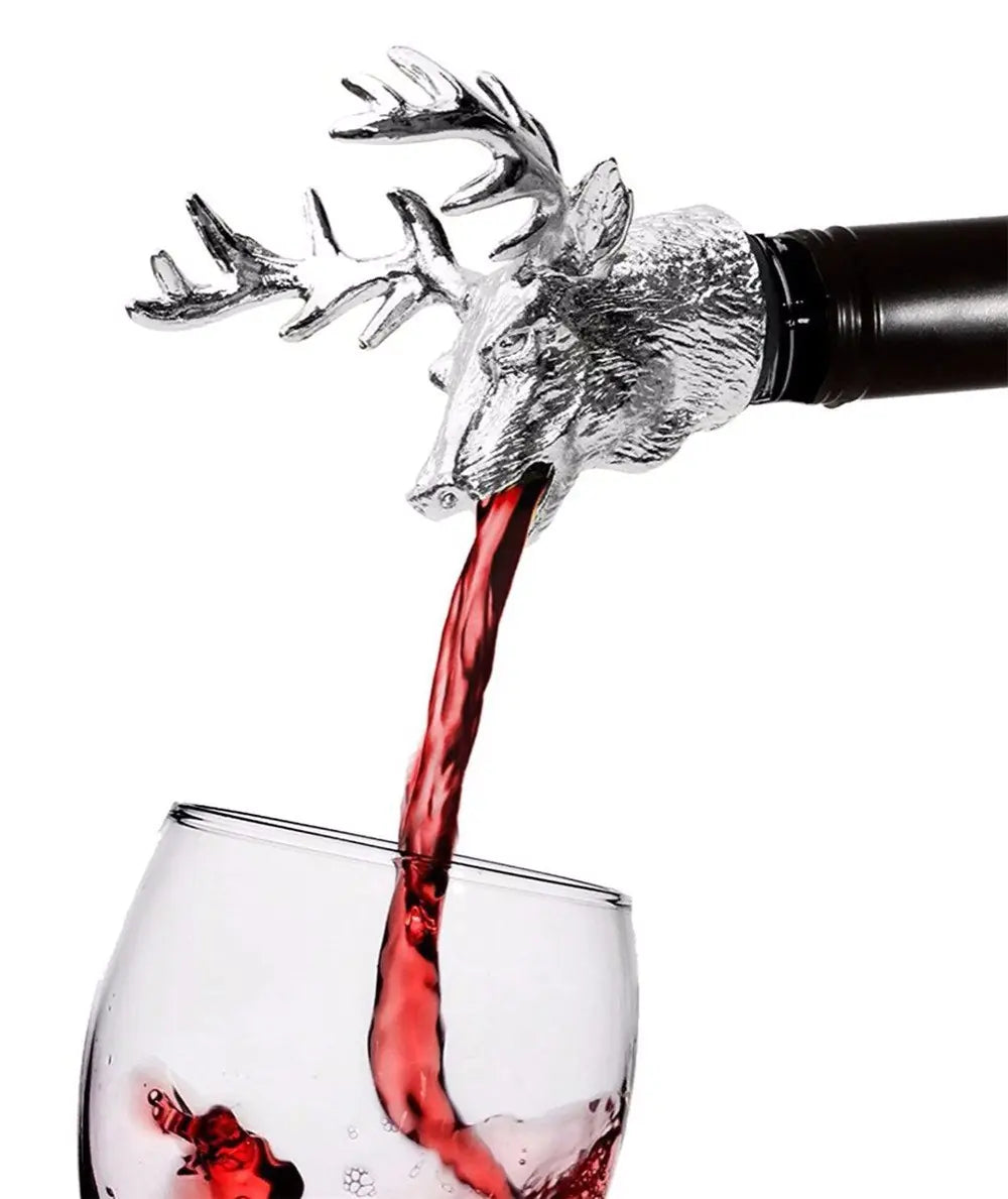 Deer Head Wine Pourer and Stopper Set