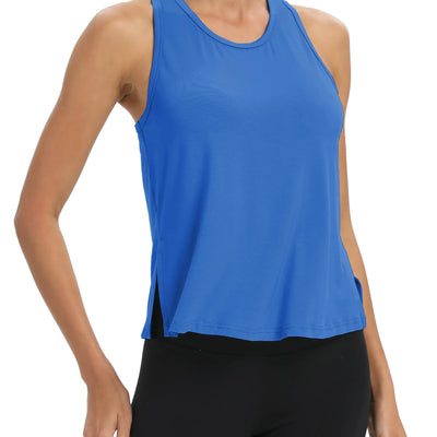 Bestisun Women Sleeveless Exercise Running Sports Tops Dance Yoga Workout Tank Tops Workout Active Tennis Shirts Soft Gym Clothes Blue S