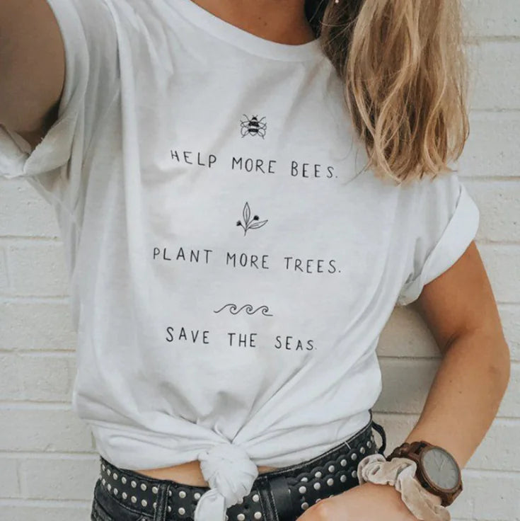 Help More Bees Plant Trees Graphic Tee Shirt