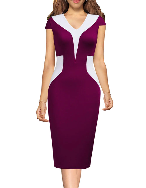 Load image into Gallery viewer, Viwenni Work Dresses for Women 2024 Business Bodycon Pencil Dress Amaranth XL
